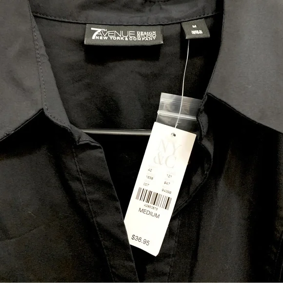 NWT Black Button Up Short Sleeve NY&Co Blouse - Picture 4 of 4